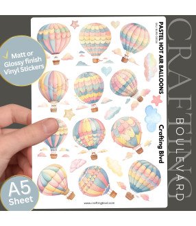 Pastel Hot Air Balloons Bear Stickers