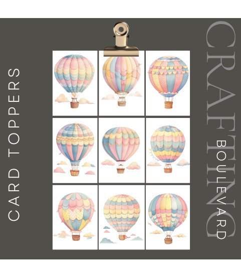 Pastel Hot Air Balloons Card Toppers