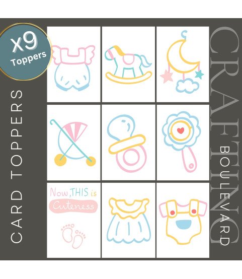 Pastel Hand Drawn Baby Stickers, Die Cut or Card Toppers