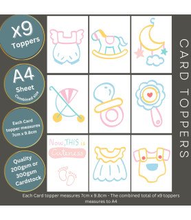 Pastel Hand Drawn Baby Card Toppers