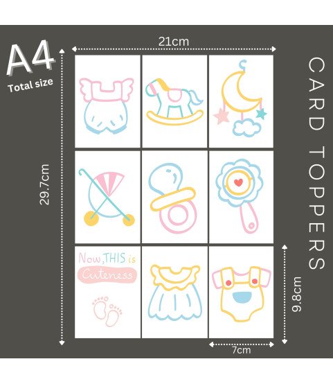 Pastel Hand Drawn Baby Stickers, Die Cut or Card Toppers