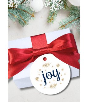 Joy Round Christmas Gift Tags