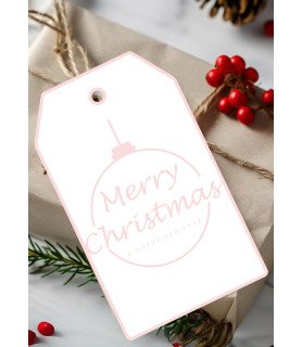 White | Blush Pink Merry Christmas Bauble Gift Tags