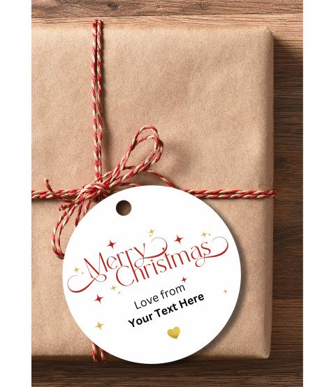 Green & Gold Personalised Merry Christmas Round Gift Tags