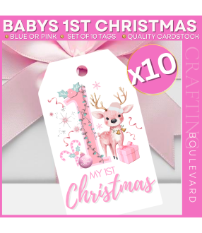 Pink My 1st Christmas Gift Tags