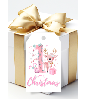 Pink My 1st Christmas Gift Tags