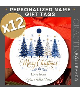 Personalised Christmas Tree Gift Tags – Blue