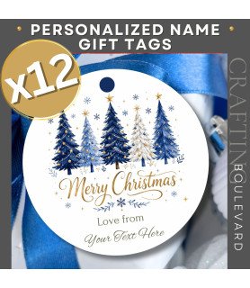 Personalised Christmas Tree Gift Tags – Blue