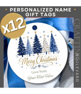 Personalised Christmas Tree Gift Tags – Blue
