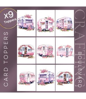 Watercolour Caravans Card Toppers