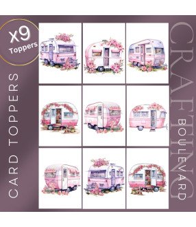 Watercolour Caravans Card Toppers