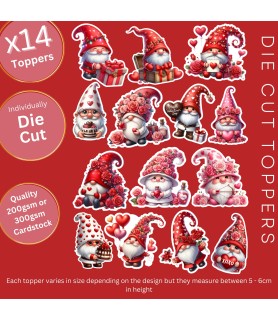 VALENTINE GNOME LOVE HEART DIE CUT CARD TOPPERS | VAL-00003