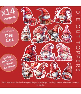 VALENTINE GNOME LOVE HEART DIE CUT CARD TOPPERS | VAL-00003