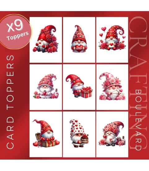 VALENTINE GNOME LOVE CARD TOPPERS |VAL-00003