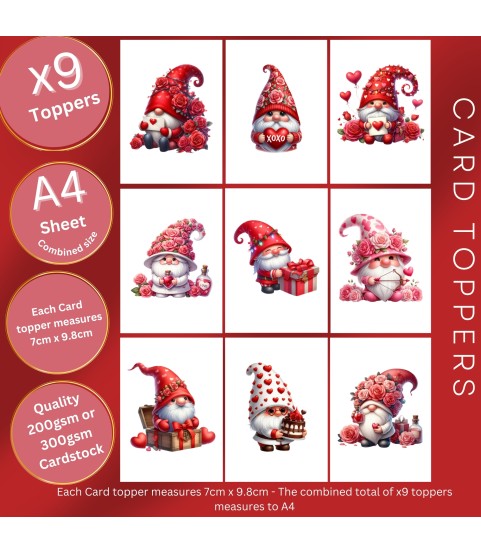 VALENTINE GNOME LOVE HEART STICKERS | DIE CUT | CARD TOPPERS | VAL-00003