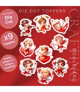 VALENTINE CHIBI CUPID LOVE HEART DIE CUT CARD TOPPERS |VAL-00004
