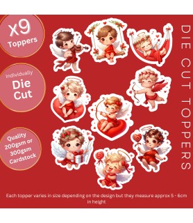VALENTINE CHIBI CUPID LOVE HEART DIE CUT CARD TOPPERS |VAL-00004