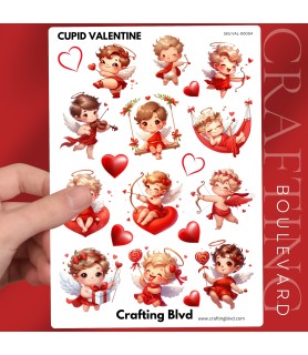 VALENTINE CHIBI CUPID LOVE HEART STICKERS A5 SHEET |VAL-00004