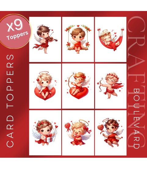 VALENTINE CHIBI CUPID LOVE HEART CARD TOPPERS |VAL-00004