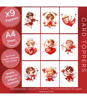 VALENTINE CHIBI CUPID LOVE HEART CARD TOPPERS |VAL-00004