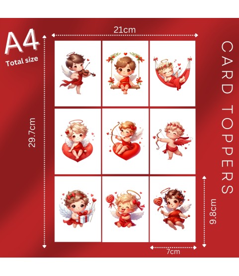 VALENTINE CHIBI CUPID LOVE HEART CARD TOPPERS |VAL-00004