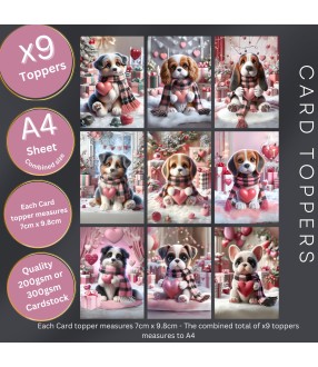 VALENTINE PUPPY LOVE HEART CARD TOPPERS