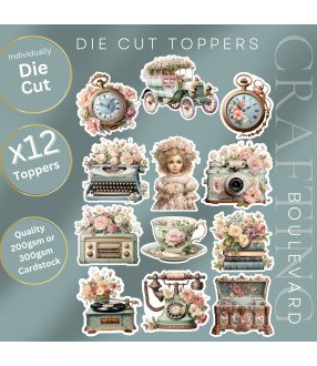 Victorian Pastel Flowers Stickers, Die Cut or Card Toppers