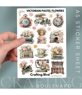 Victorian Pastel Flowers Stickers