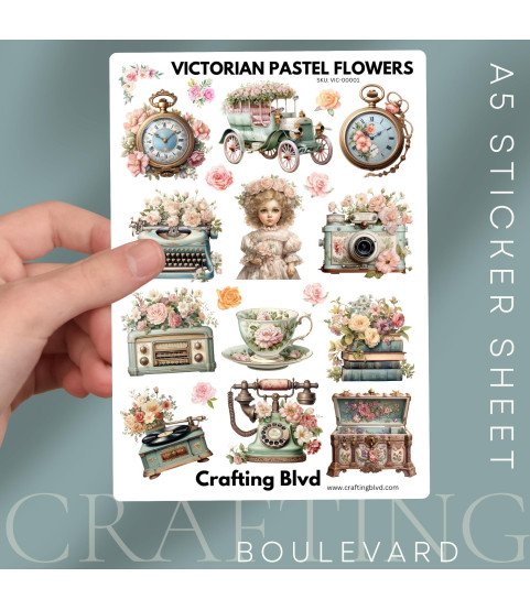 Victorian Pastel Flowers Stickers