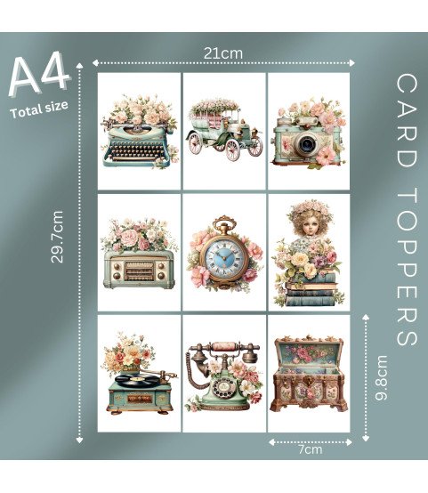 Victorian Pastel Flowers Stickers, Die Cut or Card Toppers Victorian Pastel Flowers Stickers, Die Cut or Card Toppers