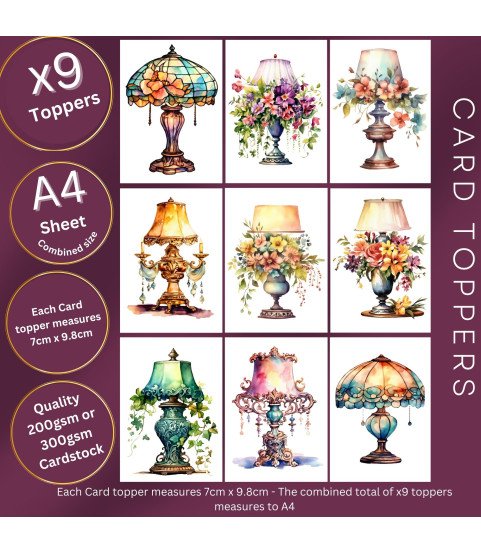Victorian Lamps Stickers, Die Cut or Card Toppers