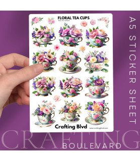Floral Tea Cups Stickers