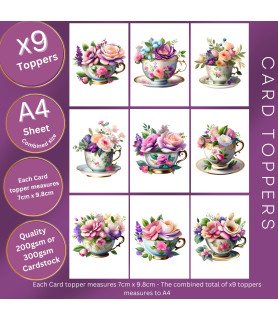 Floral Tea Cups Card Toppers