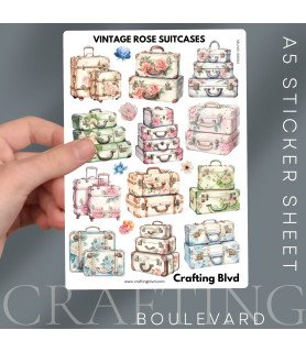 Vintage Rose Suitcases Stickers