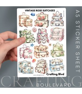 Vintage Rose Suitcases Stickers
