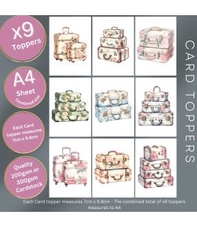 Vintage Rose Suitcases Card Toppers