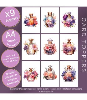 Vintage Floral Perfume Bottle #1 Card Toppers