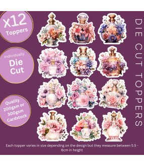 Vintage Floral Perfume Bottle #2 Die Cut Toppers