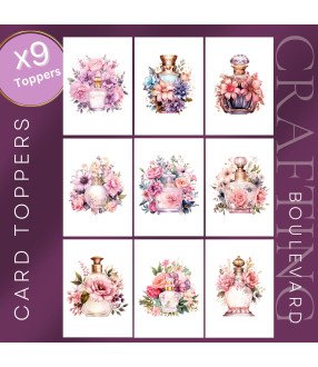 Vintage Floral Perfume Bottle #2 Card Toppers
