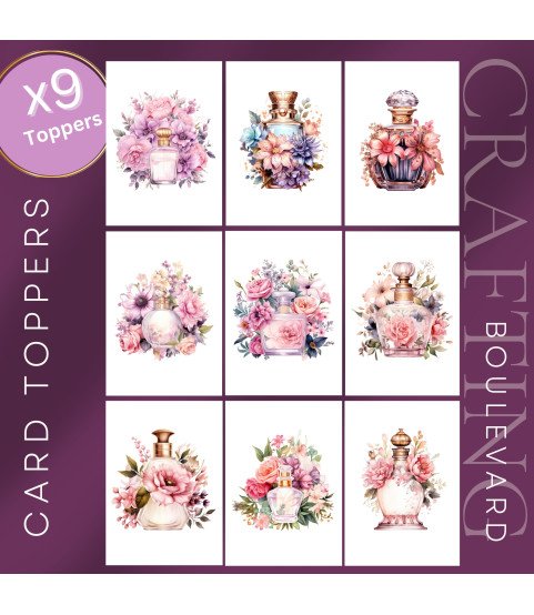 Vintage Floral Perfume Bottle #2 Stickers, Die Cut or Card Toppers Vintage Floral Perfume Bottle #2 Stickers, Die Cut or Card Toppers