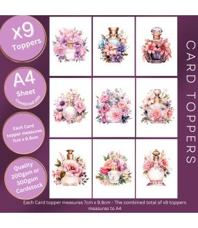Vintage Floral Perfume Bottle #2 Card Toppers