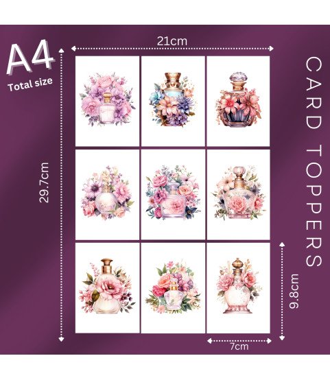 Vintage Floral Perfume Bottle #2 Stickers, Die Cut or Card Toppers Vintage Floral Perfume Bottle #2 Stickers, Die Cut or Card Toppers
