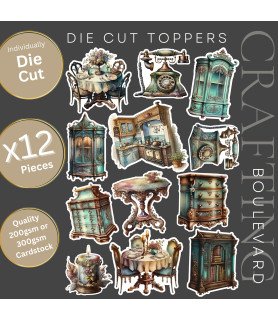 Victorian Decor Stickers, Die Cut or Card Toppers