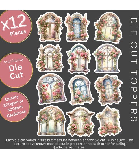 Vintage Victorian Windows #1 Stickers, Die Cut or Card Toppers Vintage Victorian Windows #1 Stickers, Die Cut or Card Toppers
