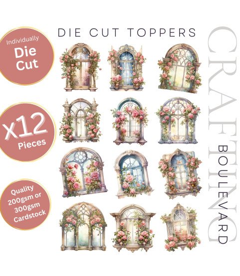 Vintage Victorian Windows #1 Stickers, Die Cut or Card Toppers Vintage Victorian Windows #1 Stickers, Die Cut or Card Toppers