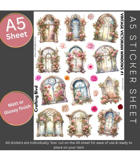 Vintage Victorian Windows #1 Stickers, Die Cut or Card Toppers Vintage Victorian Windows #1 Stickers, Die Cut or Card Toppers