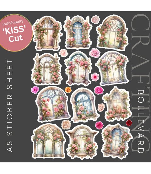 Vintage Victorian Windows #1 Stickers, Die Cut or Card Toppers Vintage Victorian Windows #1 Stickers, Die Cut or Card Toppers