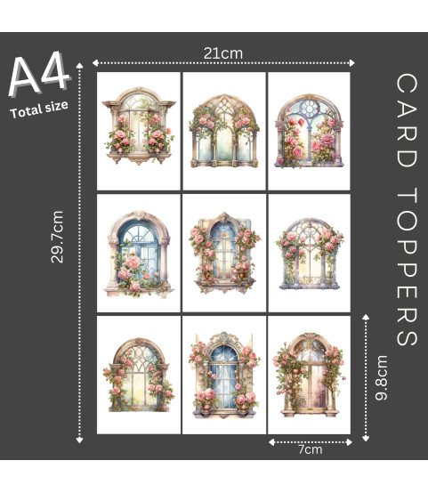 Vintage Victorian Windows #1 Stickers, Die Cut or Card Toppers Vintage Victorian Windows #1 Stickers, Die Cut or Card Toppers