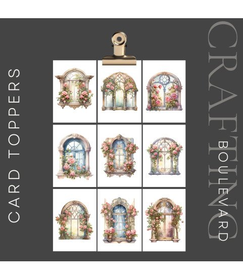 Vintage Victorian Windows #1 Stickers, Die Cut or Card Toppers Vintage Victorian Windows #1 Stickers, Die Cut or Card Toppers