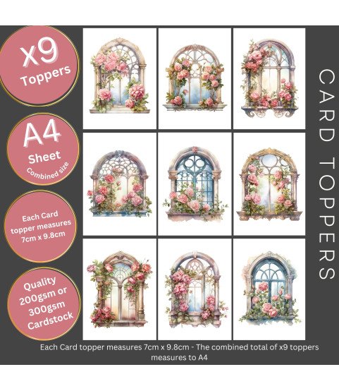 Vintage Victorian Windows #2 Stickers, Die Cut or Card Toppers